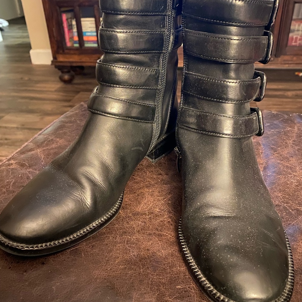 Via Spiga Black Leather Ankle Boots